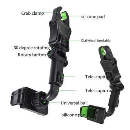 Rearview Mirror Mounted 360 Degree Rotation Universal Phone Holder