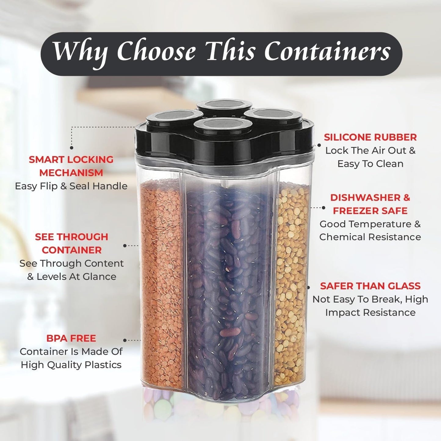 4 Sections Food Storage Container (Buy 1 Get 1 free)
