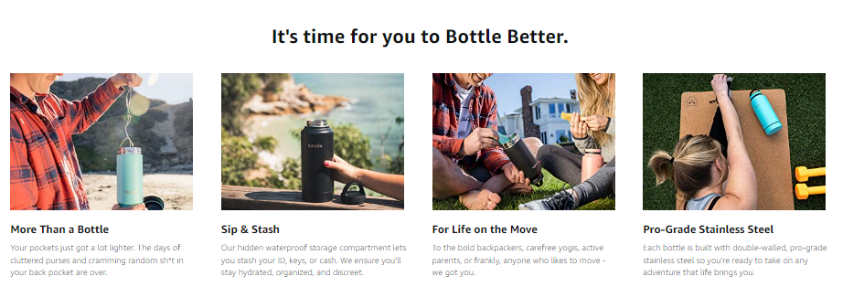 Water Bottle with Storage Stash Compartment
